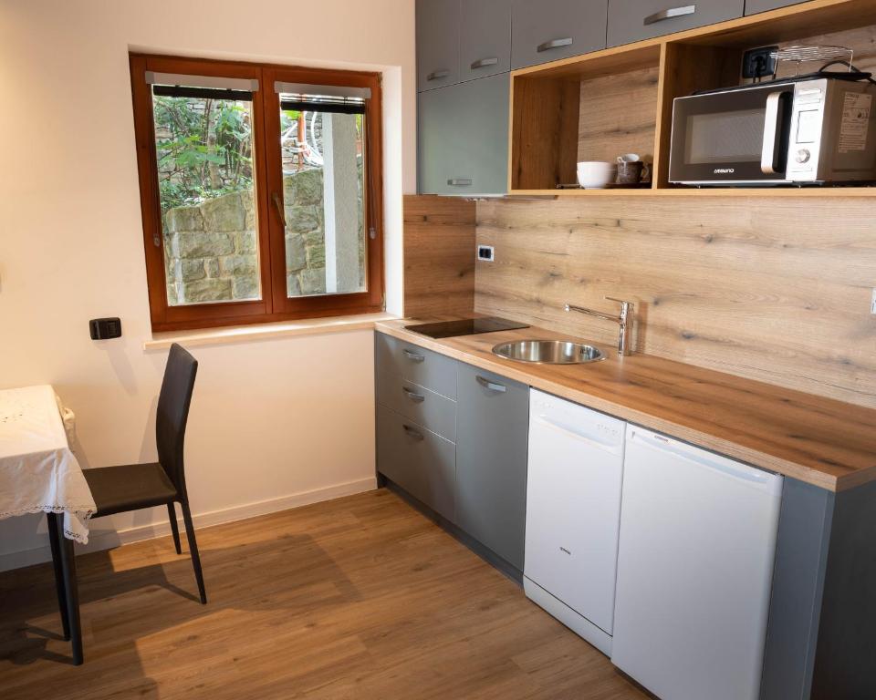 Kuchyň nebo kuchyňský kout v ubytování Apartment Rustica