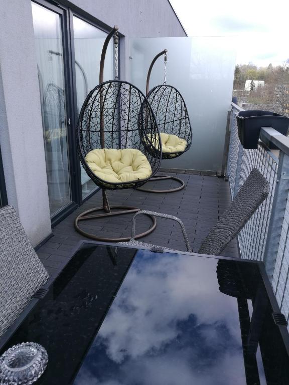 Balkón nebo terasa v ubytování Ąžuolo apartamentai