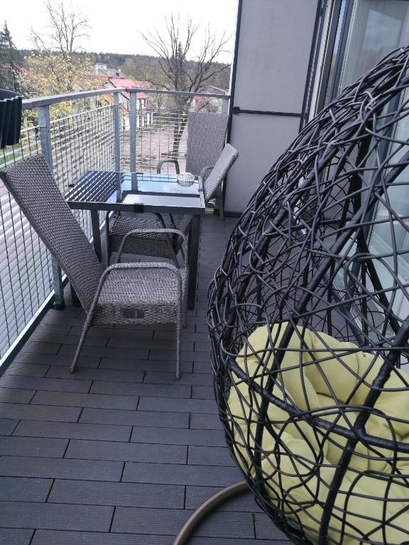 Balkón nebo terasa v ubytování Ąžuolo apartamentai