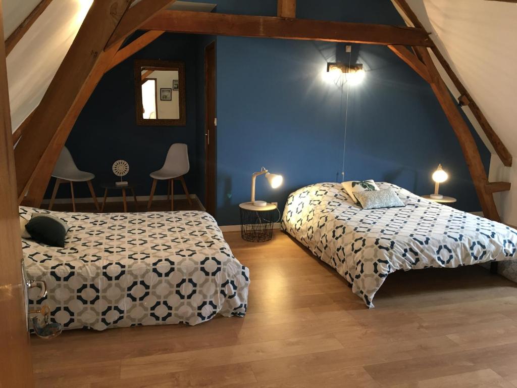 Postel nebo postele na pokoji v ubytování Chambres dhotes a la ferme