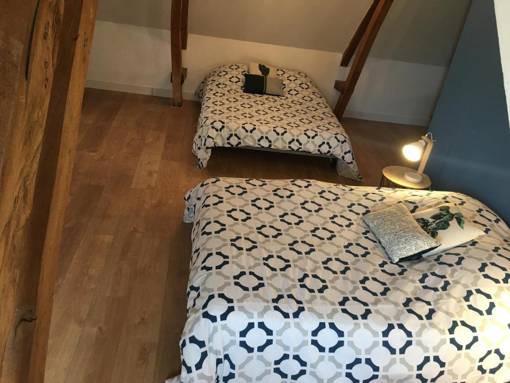 Postel nebo postele na pokoji v ubytování Chambres dhotes a la ferme