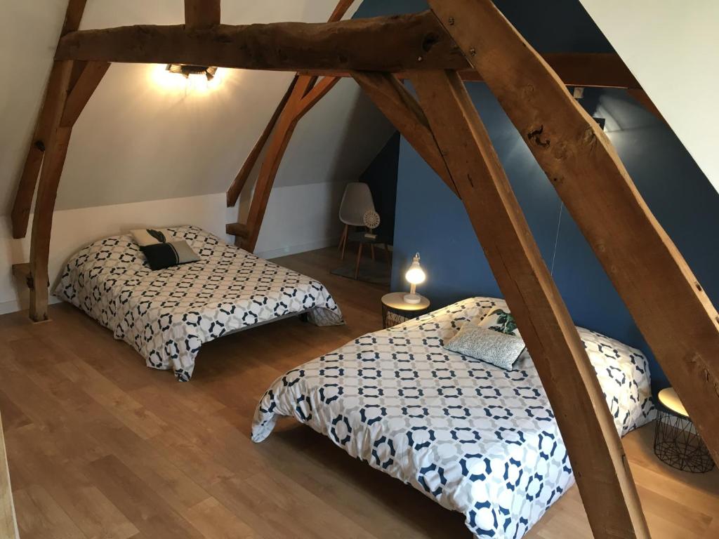 Postel nebo postele na pokoji v ubytování Chambres dhotes a la ferme