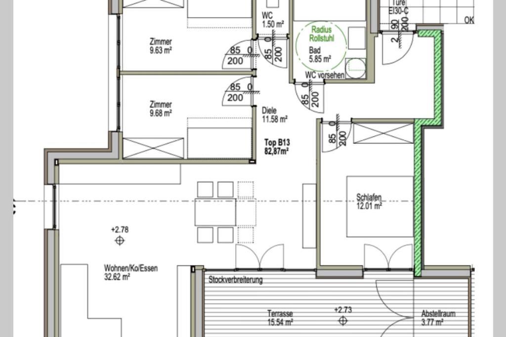 Půdorys ubytování Terrassenwohnung in prämierter Wohnanlage