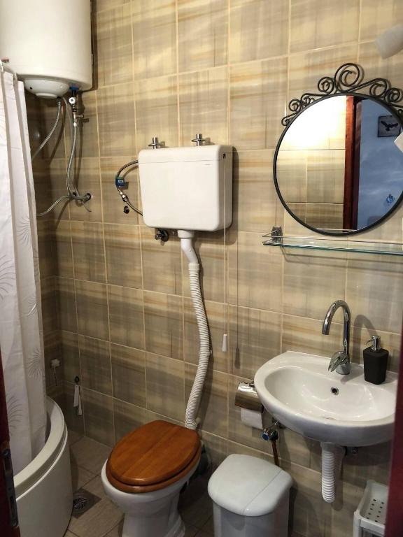 Koupelna v ubytování Ozrenska bašta apartmani