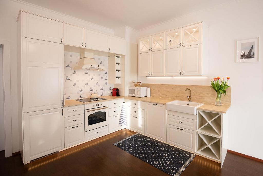 Kuchyň nebo kuchyňský kout v ubytování Captain's Suite