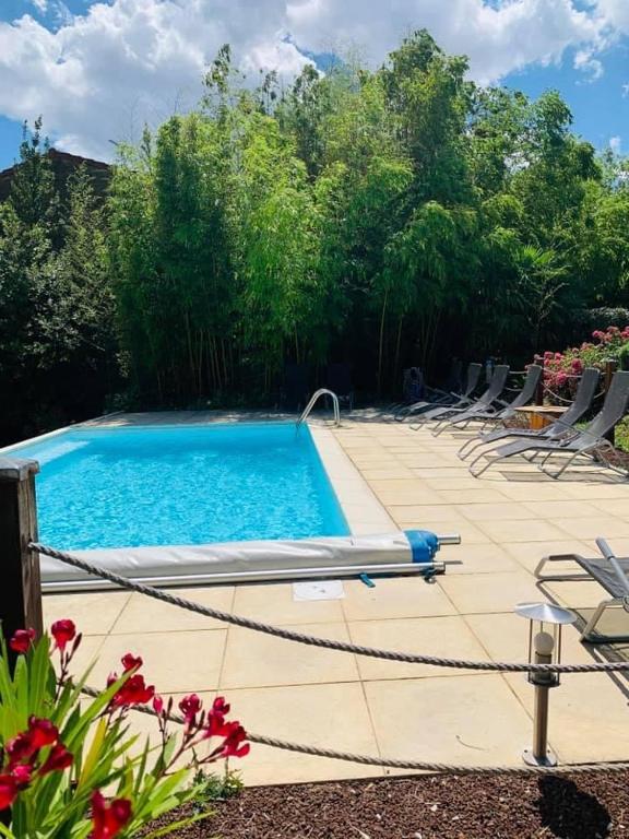 Bazén v ubytování Hôtel Restaurant La Désirade nebo v jeho okolí