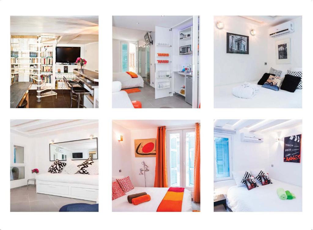 a collage of four pictures of a room at Cannes Flat Rentals in Cannes