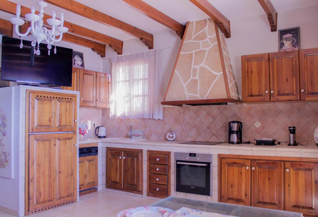 Kuchyň nebo kuchyňský kout v ubytování Villa Limnioni