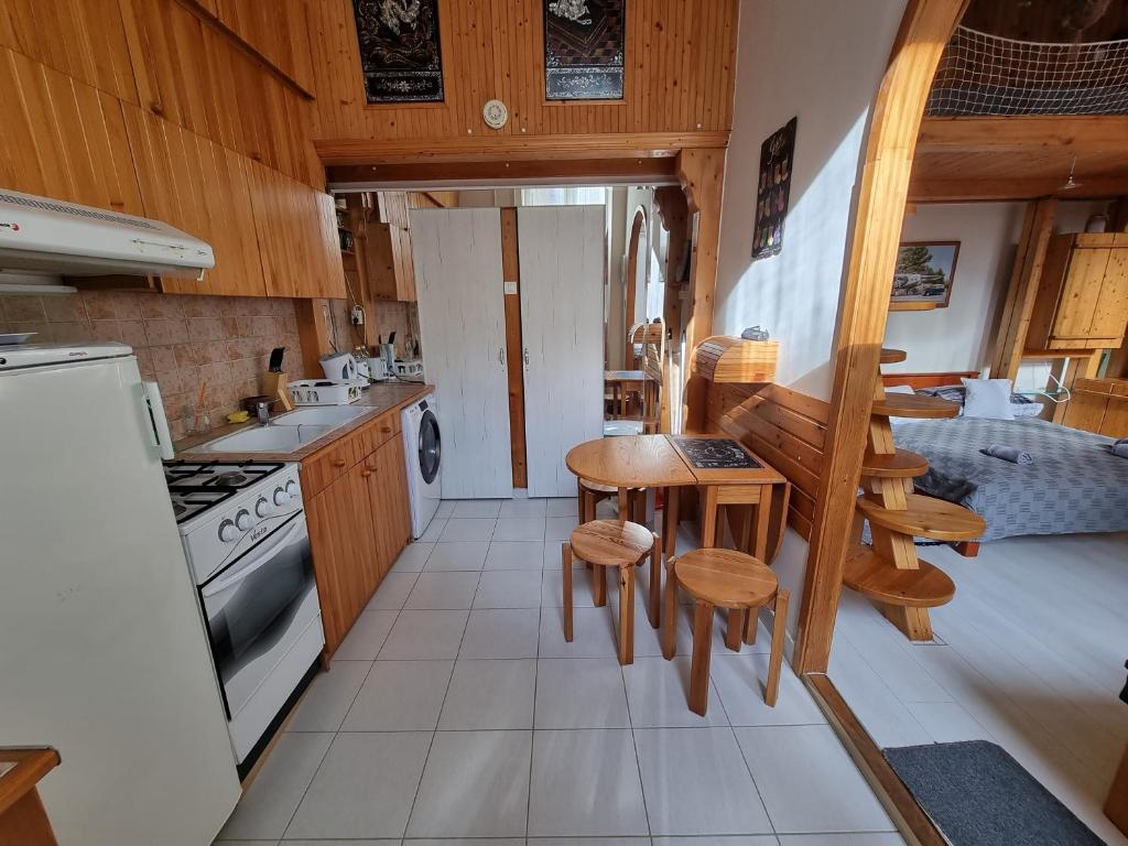 Kuchyň nebo kuchyňský kout v ubytování Little Cozy Apartman