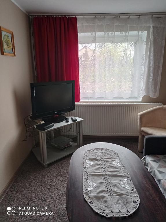 Televízia a/alebo spoločenská miestnosť v ubytovaní Jarzębinka