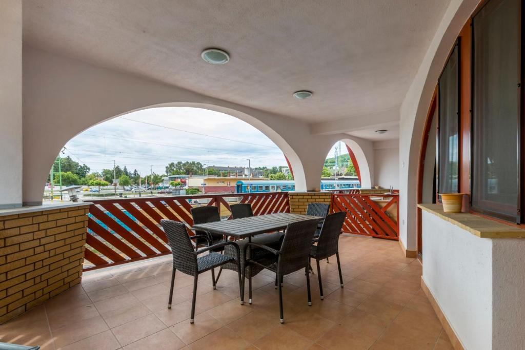 A balcony or terrace at Fonyód Beach Apartment