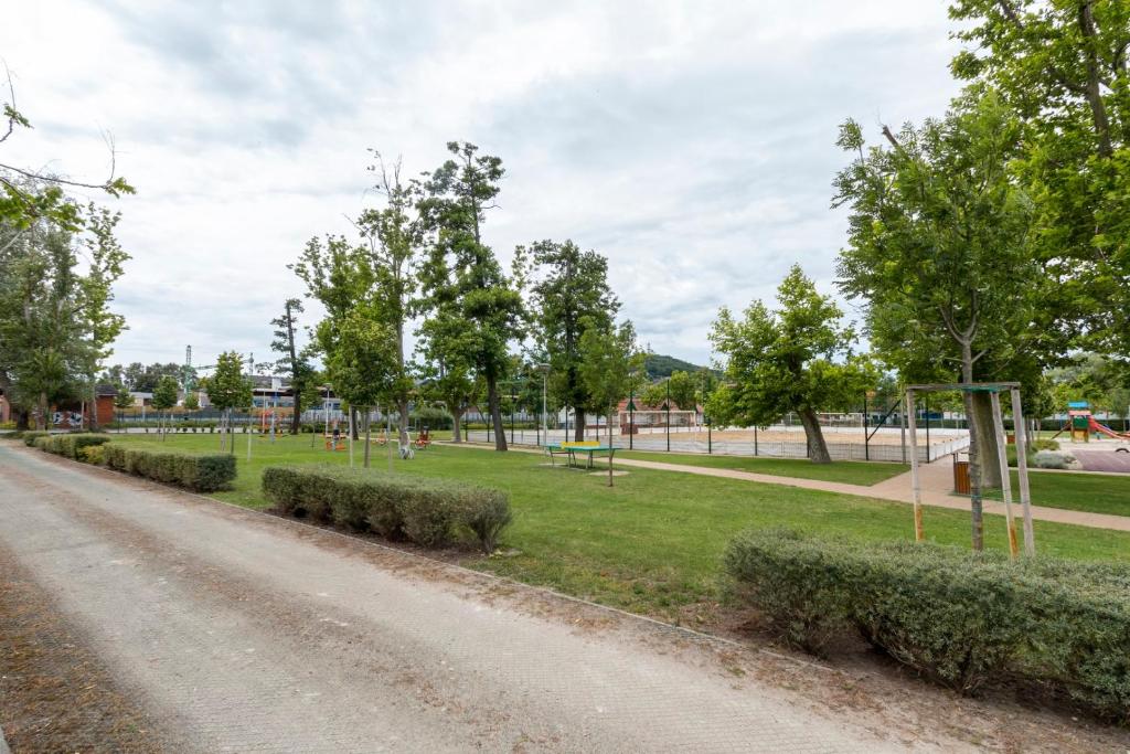 A garden outside Fonyód Beach Apartment