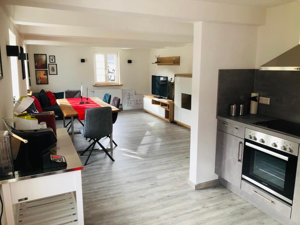 Kuchyň nebo kuchyňský kout v ubytování Ferienwohnung Waldblick