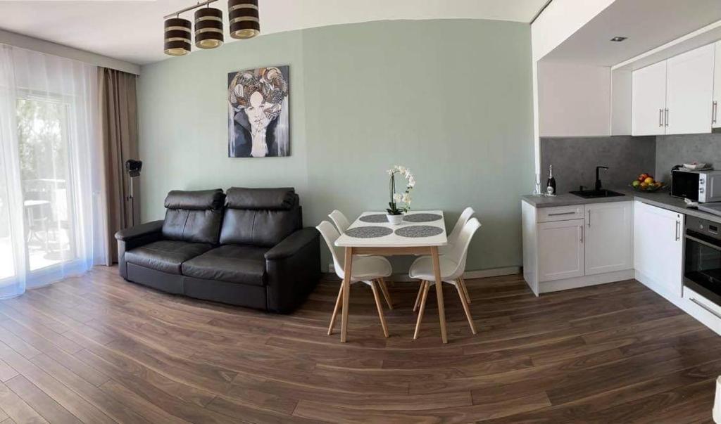 Kuchyň nebo kuchyňský kout v ubytování Laura apartman Velence