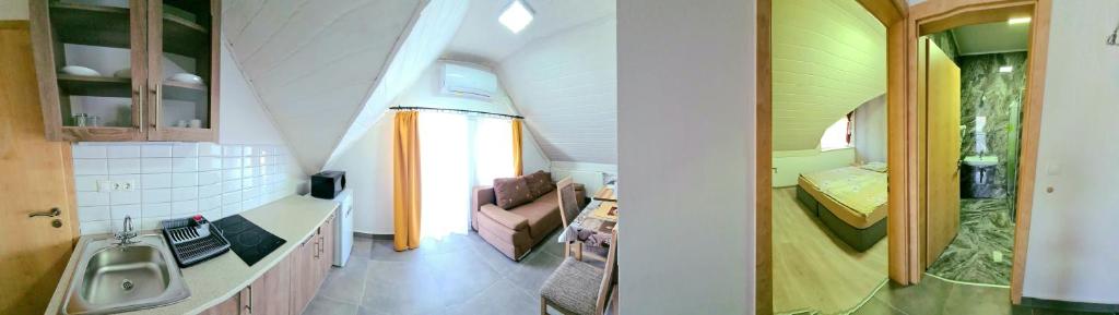 Kuchyňa alebo kuchynka v ubytovaní Regina Apartman Hegykő