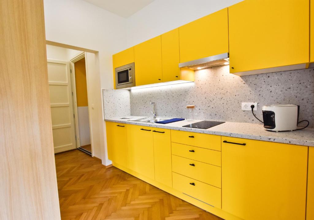 Kuchyň nebo kuchyňský kout v ubytování ZACHÁR APARTMAN