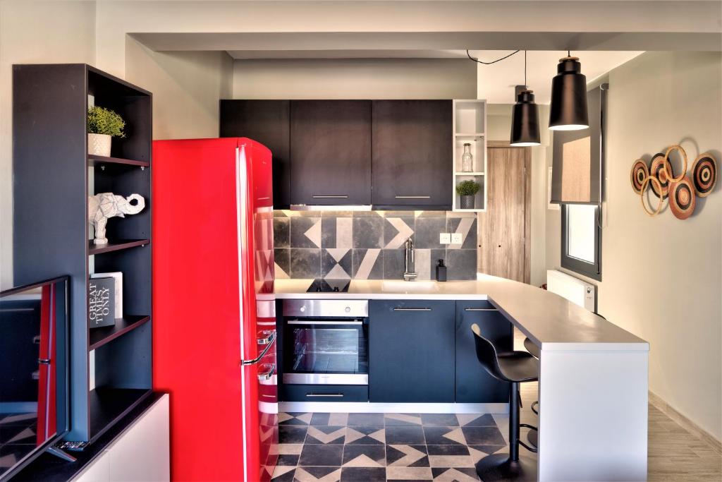 Kuchyň nebo kuchyňský kout v ubytování Salina Premium Residences Volos