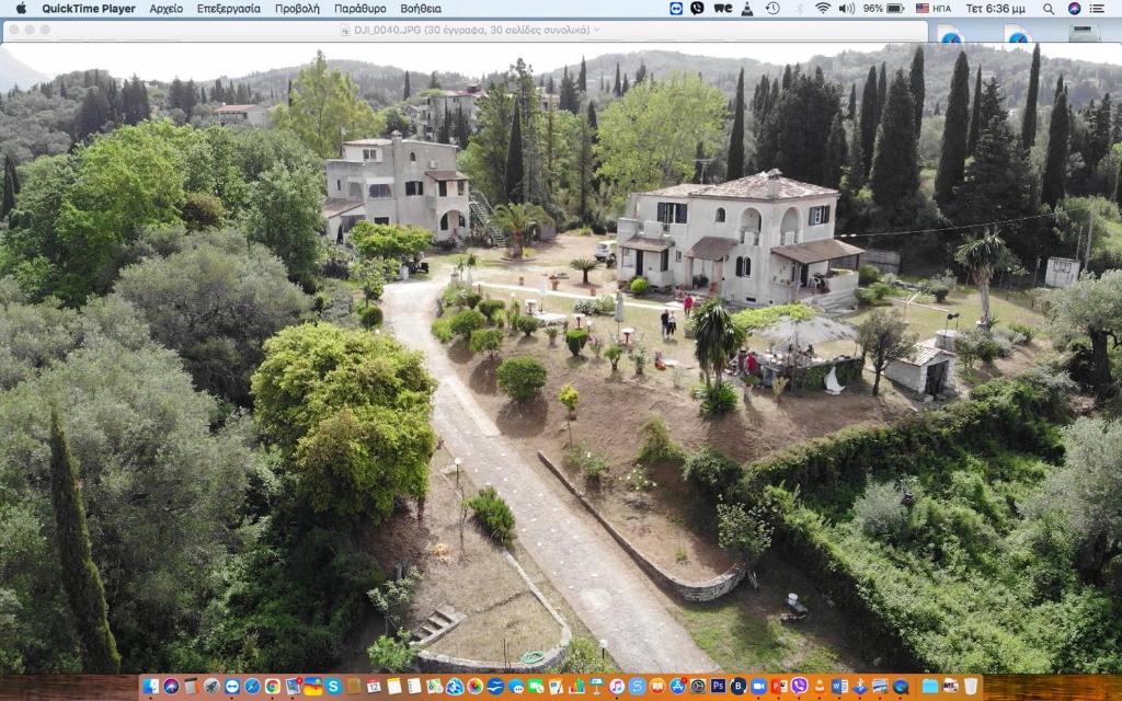 an aerial view of a house with trees at Corfu 9 Muses Ipsos in Ipsos