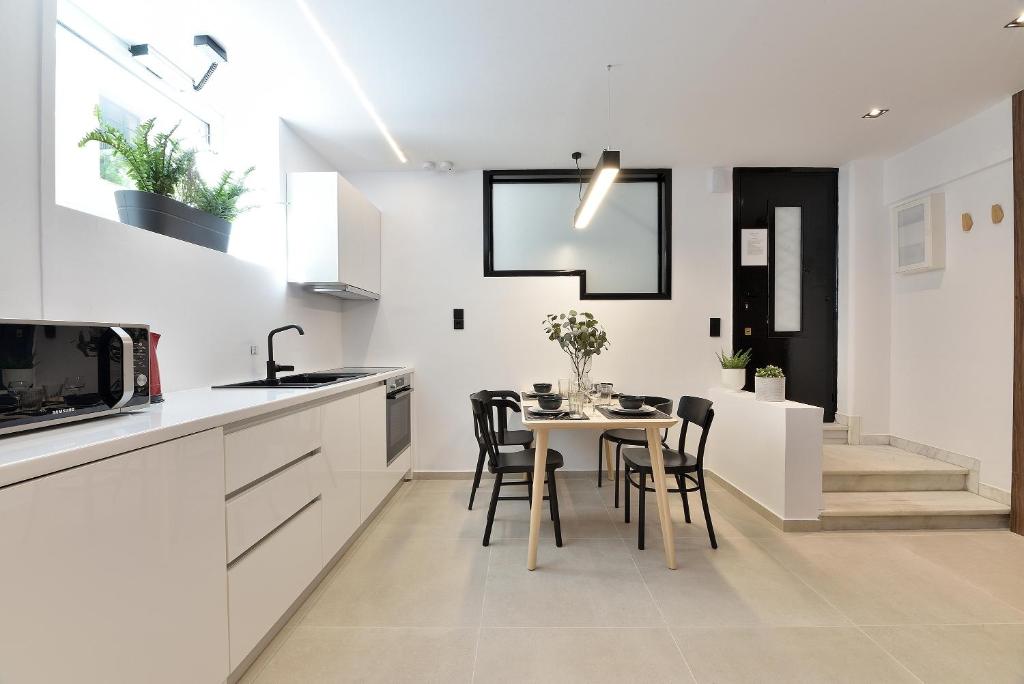 Kuchyň nebo kuchyňský kout v ubytování Phaedrus Living City Center Luxury Flat Skoufa