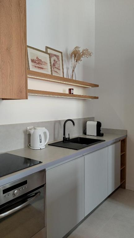Kuchyň nebo kuchyňský kout v ubytování Apartamenty Ceglane