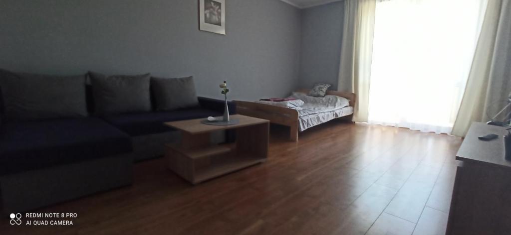sala de estar con sofá y mesa en Apartament 3-go Maja, en Kartuzy