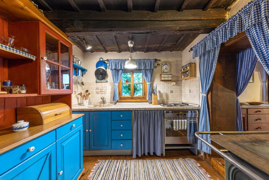 Kuchyňa alebo kuchynka v ubytovaní Modrá chalúpka
