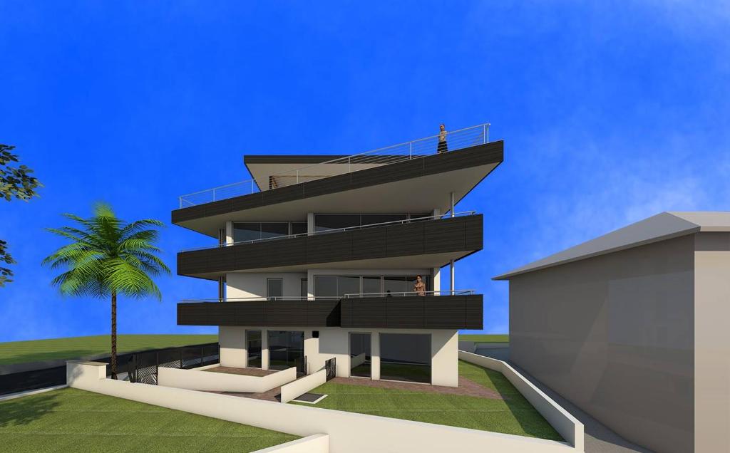 a rendering of a building with a person on the balcony at Villa Greta in Laives