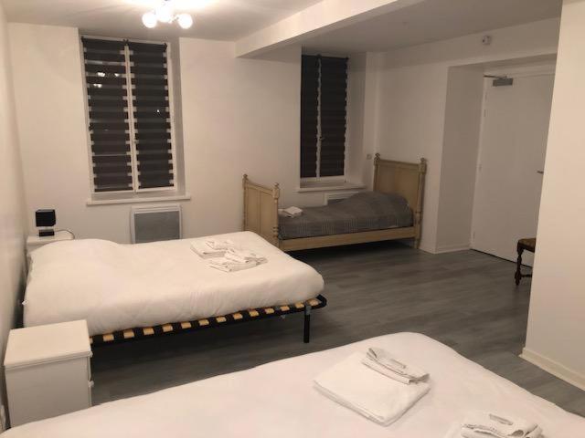 Habitación con 2 camas en una habitación en Hotel Restaurant Les Gorges de Chouvigny, en Chouvigny