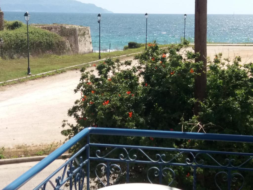 a balcony with a view of the ocean at Nestor Sea Studio in Preveza