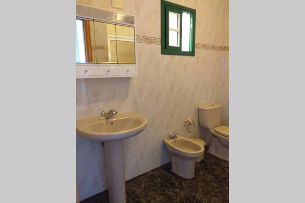 a bathroom with a sink and a toilet at Pozo de las Calcosas - El Hierro in Pozo de las Calcosas