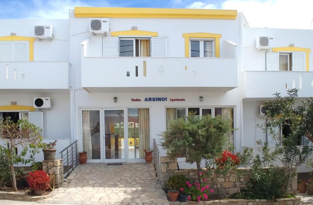 a view of the front of a building at Arsinoi Studios and Apartments in Kalamaki