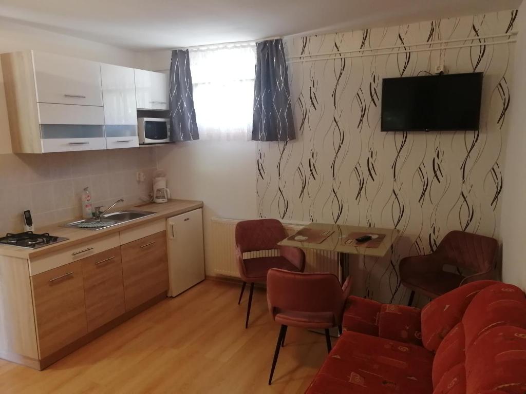 Kuchyňa alebo kuchynka v ubytovaní Tünde Apartman