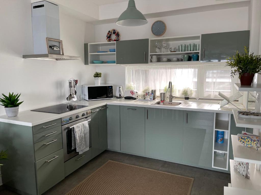 Kuchyňa alebo kuchynka v ubytovaní Vízpart Hullám Apartman
