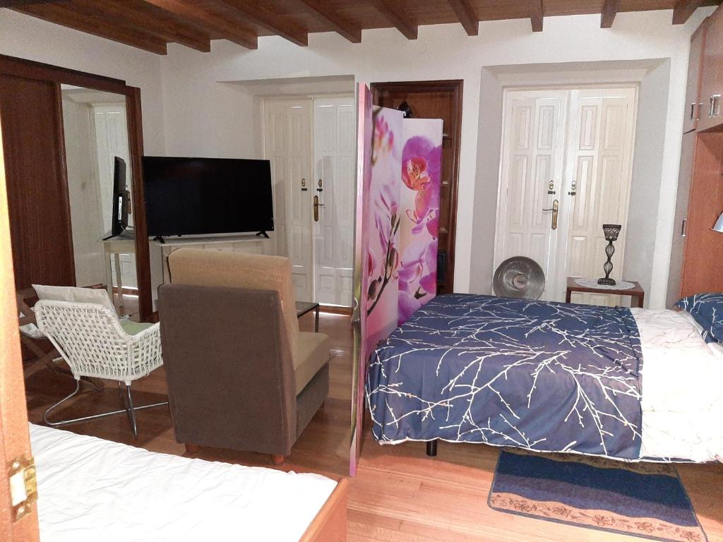 TV a/nebo společenská místnost v ubytování Alquiler de apartamento en el centro de Viveiro