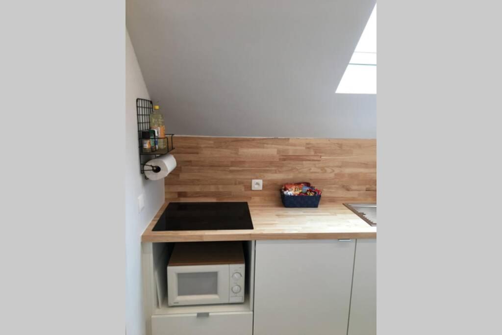 Kuchyň nebo kuchyňský kout v ubytování StudiO2 Ename, dakappartement in Vlaamse Ardennen