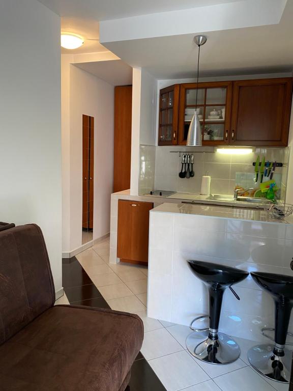 Kuchyň nebo kuchyňský kout v ubytování Sara Apartments Baska Voda