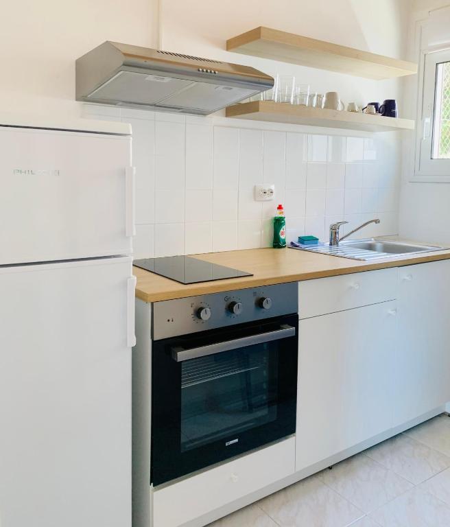 Kuchyňa alebo kuchynka v ubytovaní Seaside Bungalows Petalidi