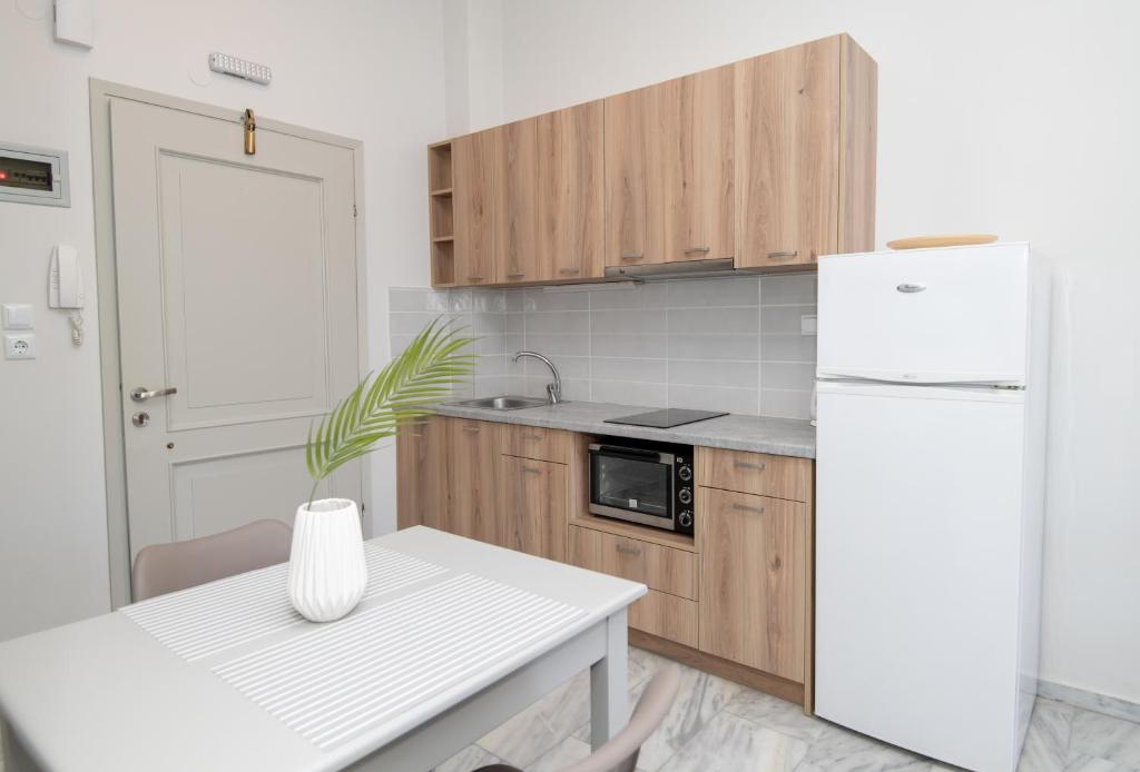 Kuchyň nebo kuchyňský kout v ubytování Mardinik Hotel Apartments