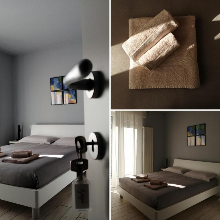 Postel nebo postele na pokoji v ubytování Le3stanze