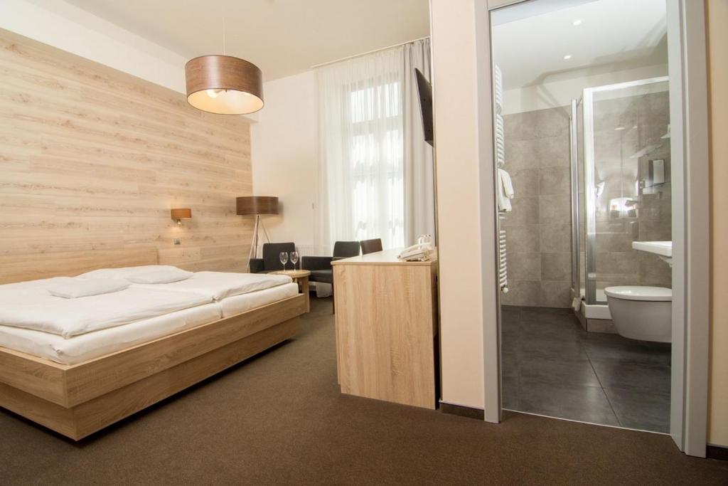 Koupelna v ubytování Hotel Freud