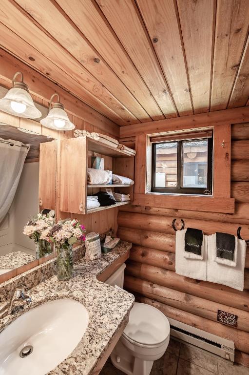 a bathroom with a toilet and a sink at Cowboy Village Resort in Jackson