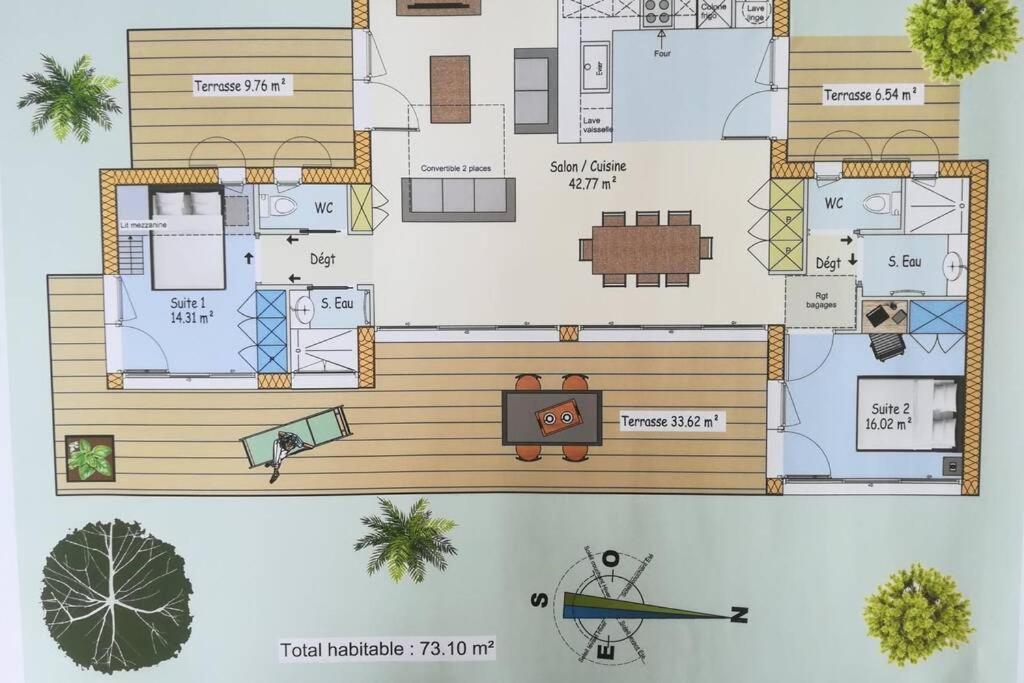 Půdorys ubytování Villa Ile de Re avec acces mer du jardin
