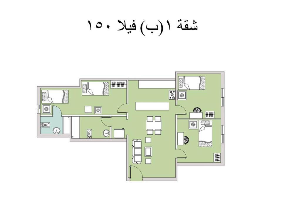 un plan d'étage d'une maison dans l'établissement 1B V150B Chalet 3bedrooms basement green beach, à El Alamein