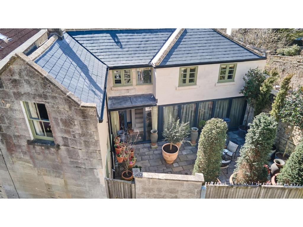 an aerial view of a house with plants at Pass the Keys Oppulent Lansdown Crescent Mews House with Free parking in Bath