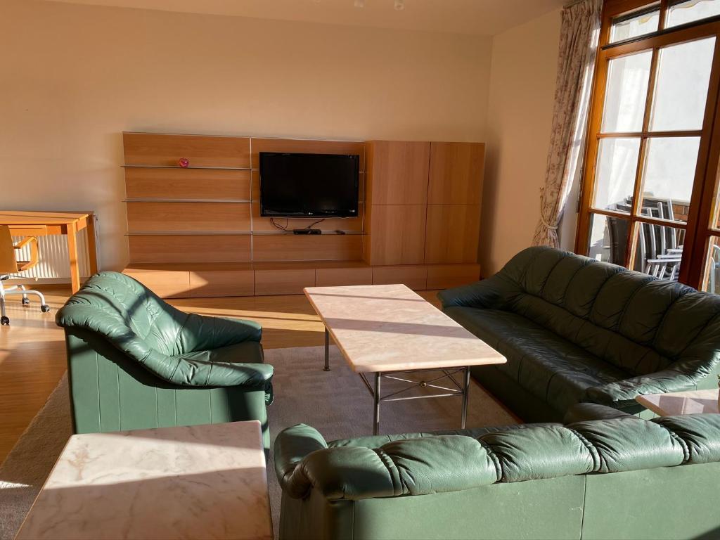 TV a/nebo společenská místnost v ubytování VIII Panorama-Ferienwohnung Petzenblick
