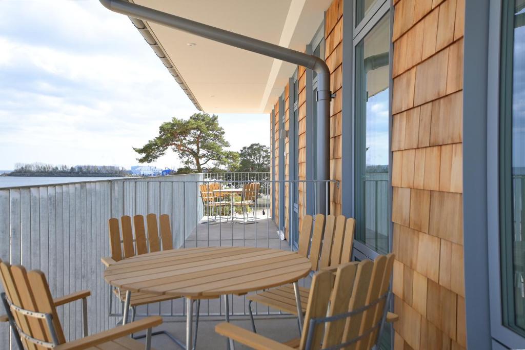 Balkón nebo terasa v ubytování ÅhusBrygga Apartment Hotel