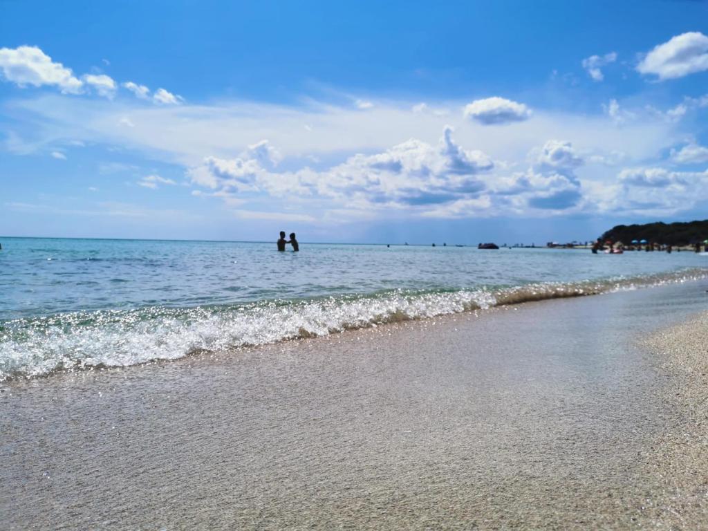 twee mensen in het water op het strand bij IONIO Apartment in Porto Cesareo