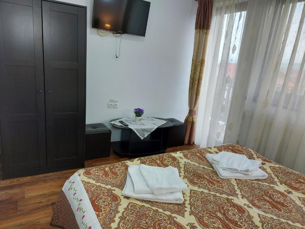 Postel nebo postele na pokoji v ubytování Pensiunea Albina