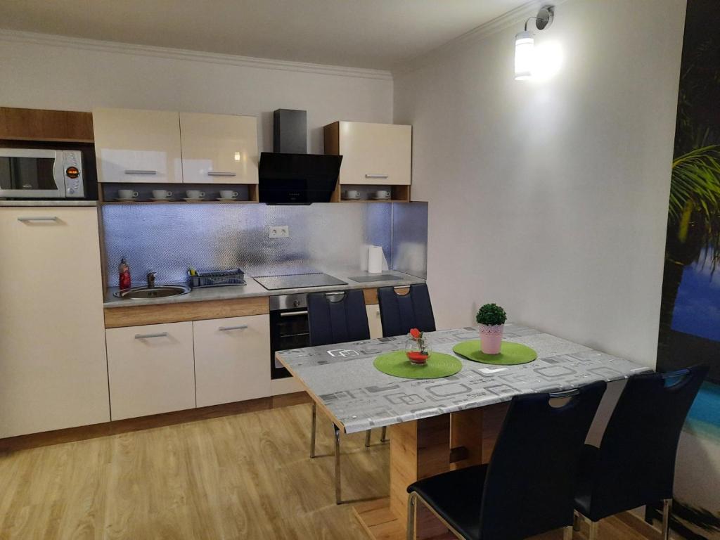 Kuchyňa alebo kuchynka v ubytovaní Vandus apartman