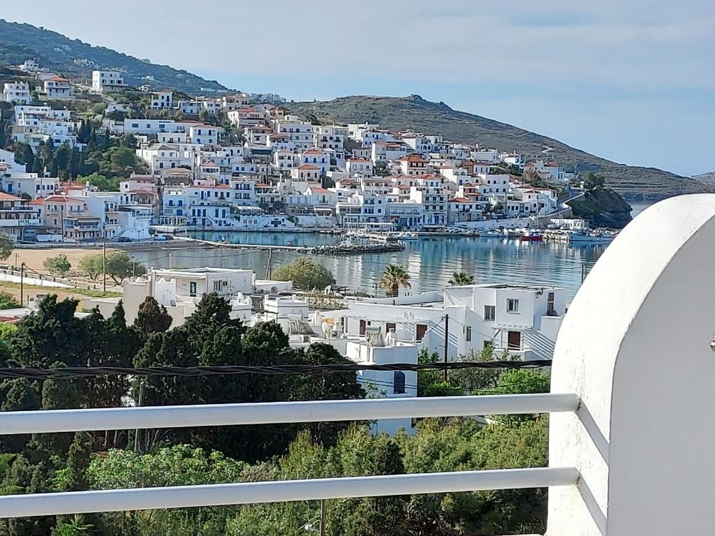 a view from the balcony of a house at Villa Arni Andros - Βίλα ΑΡΝΗ in Batsi